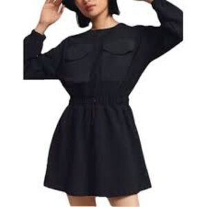 Anthropologie Daily Practice Wear Now Mini Dress XS Black Utility Grunge Goth